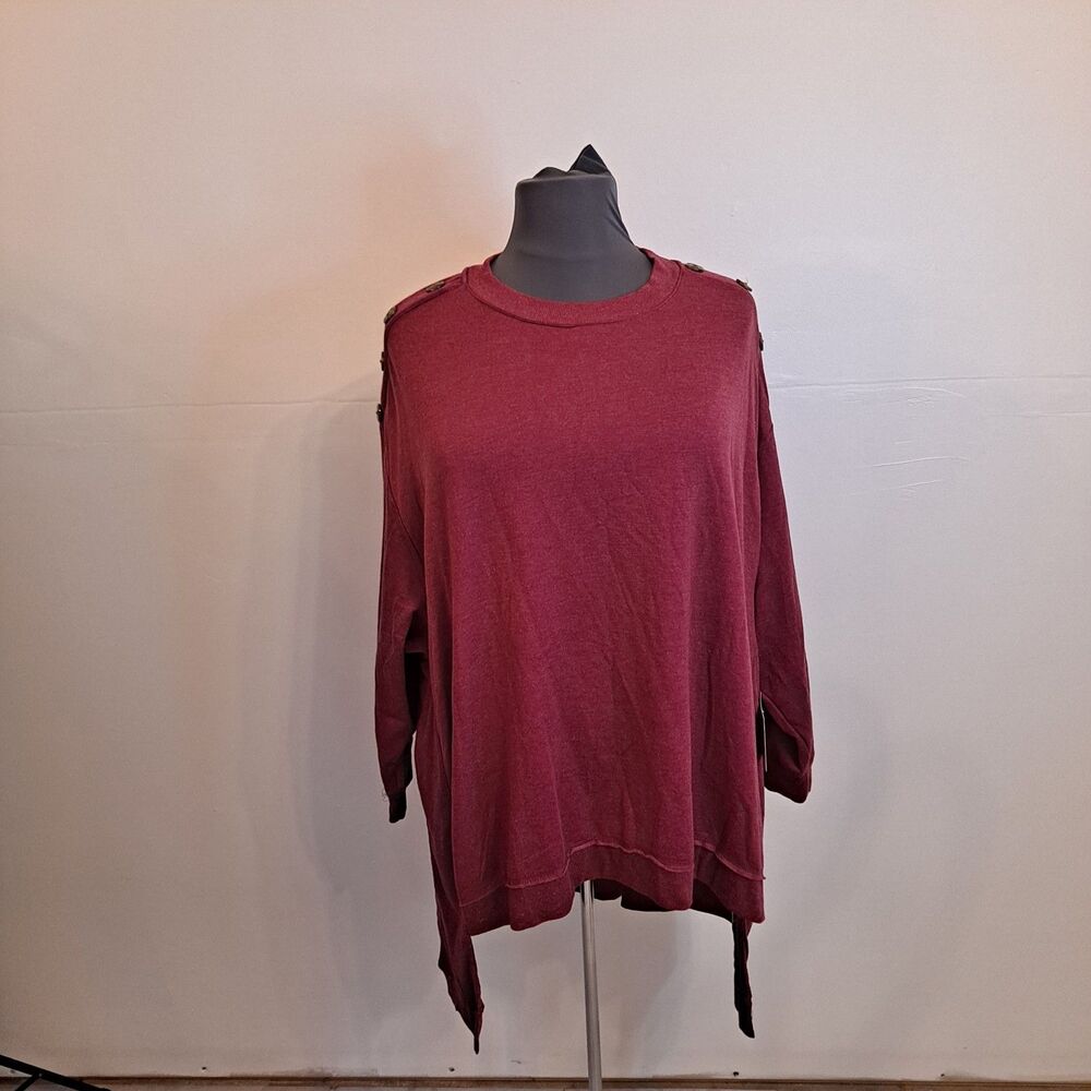The Sweatshirt Project Women's Hi-Lo Oversized Sweatshirt Size 2X Burgundy